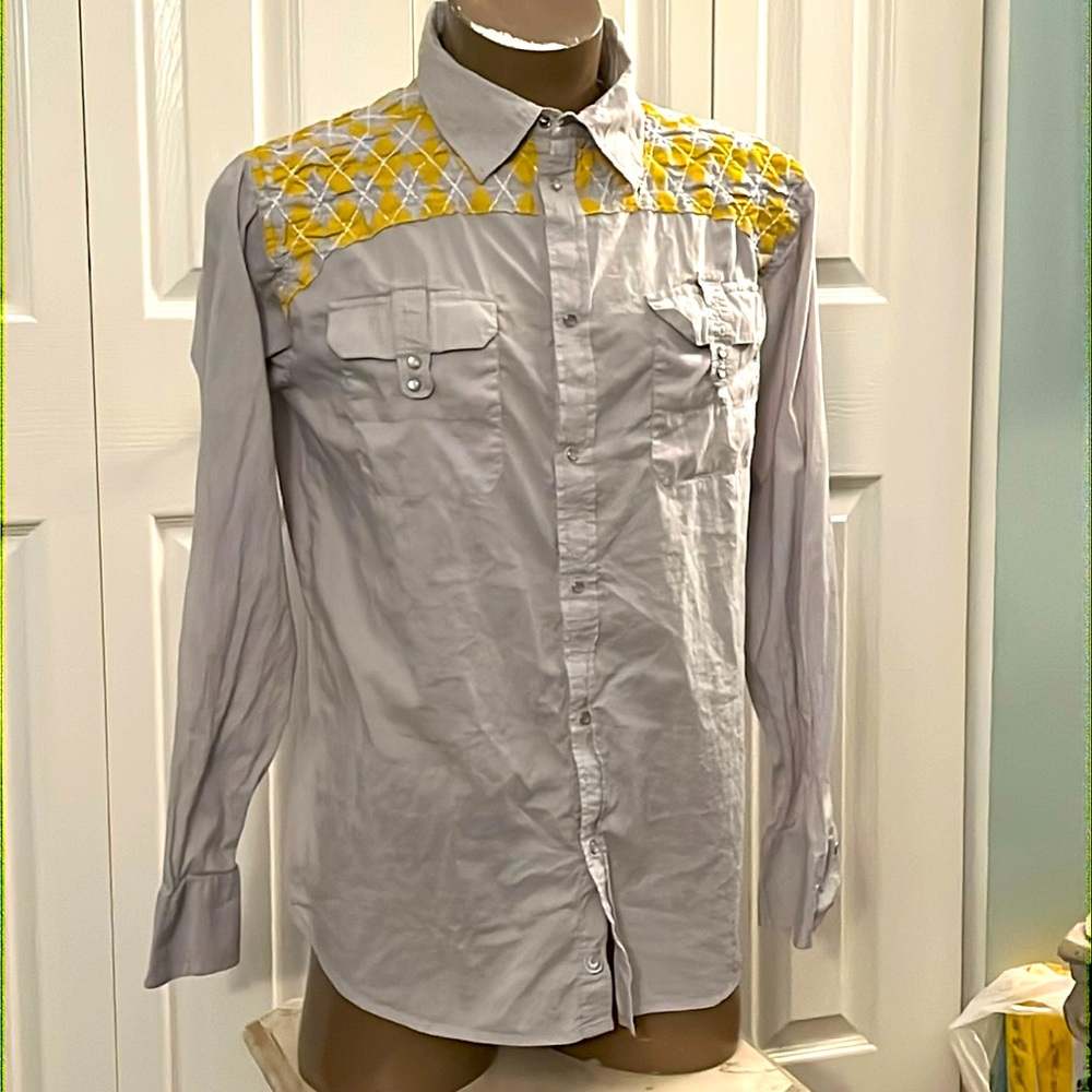 NWT Gray L/S Cheyenne Western Shirt (XL) CA251